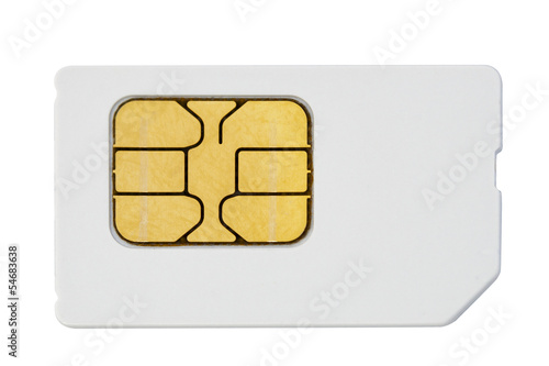 mobile phone sim card isolated on white