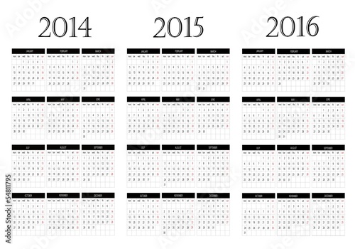 Calendar 2014-2015-2016