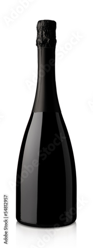 bottle of sparkling wine on a white background
