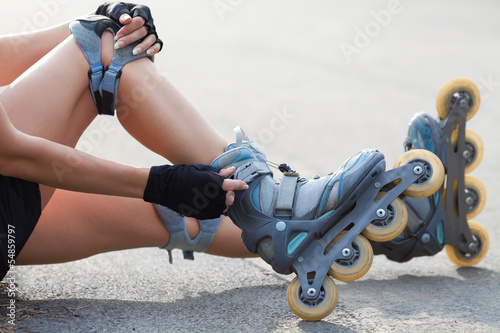 Legs Wearing Roller Skating Shoe