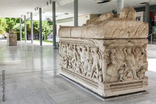 Ancient representations of war carved in Greek marble