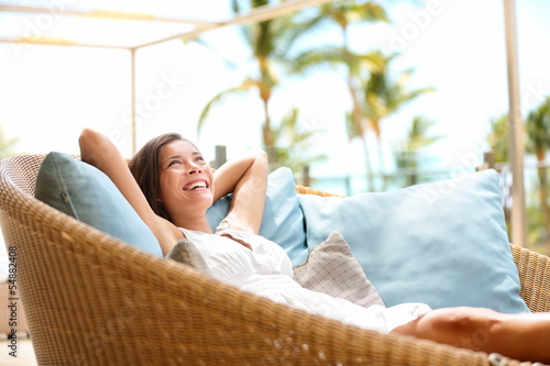 Sofa Woman relaxing enjoying luxury lifestyle