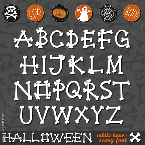 halloween straszna czcionka z kości drukowane litery