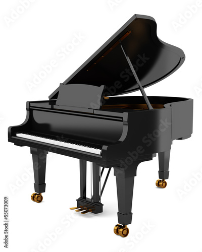 black grand piano isolated on white background