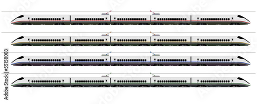 Shinkansen bullet train 4 colors