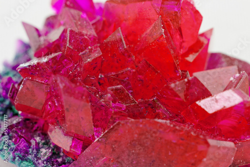 close up of crystals in ruby color