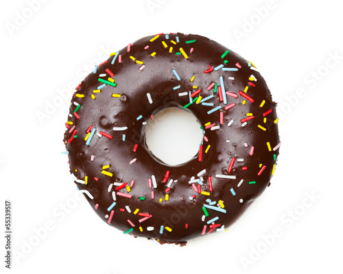 tasty chocolate donut, isolated on white