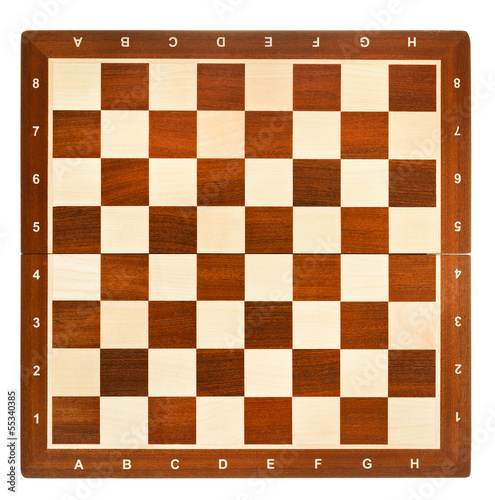 top view of wooden chessboard