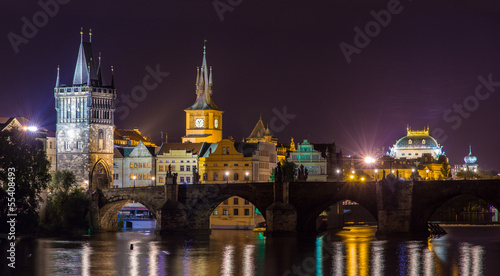 View of Prague Old Town behind Charles Bridge - Czech Republic