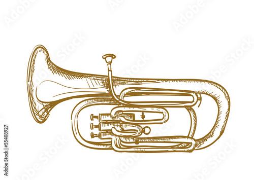 hand drawn baritone horn