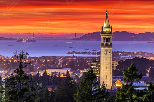 Dramatic Sunset over San Francisco Bay and the Campanile