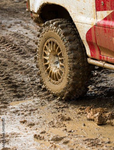 wheel in dirt.