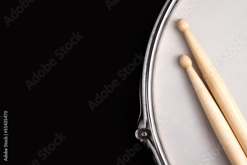 Snare drum and drumsticks