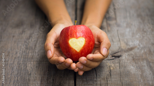 Red Apple with engraved heart