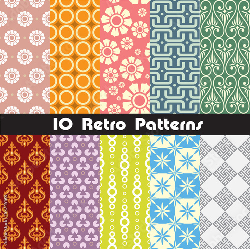 retro patterns collection for making seamless wallpaper