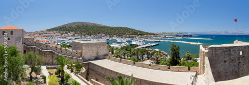 Panoramic view of Cesme from the castle, Turkey