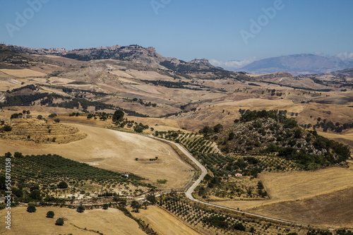 Panoramic view of the rural territory of central Sicily.