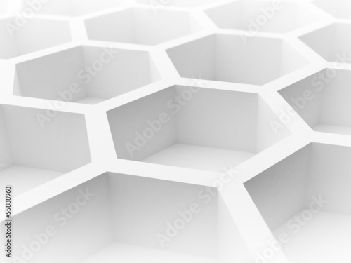 Abstract 3d architecture background with honeycomb