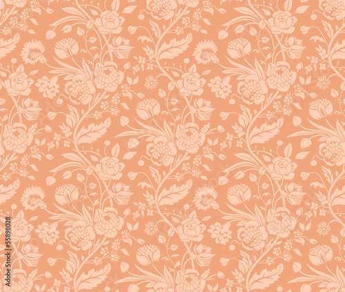 Pastel seamless pattern with a vintage flower bouquets