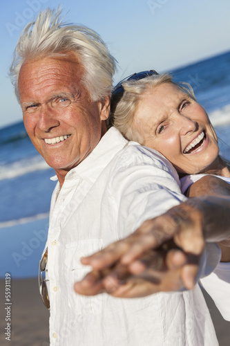 Happy Senior Old Couple on Tropical Beach