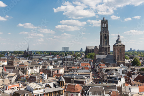 Aerial cityscape of medieval city Utrecht, the Netherlands
