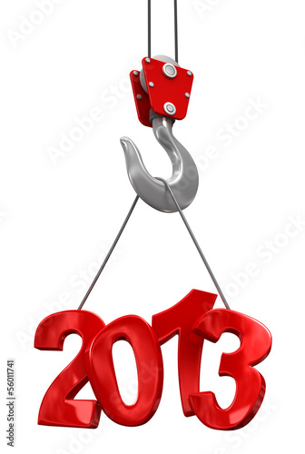 Numbers 2013 on crane hook (clipping path included)
