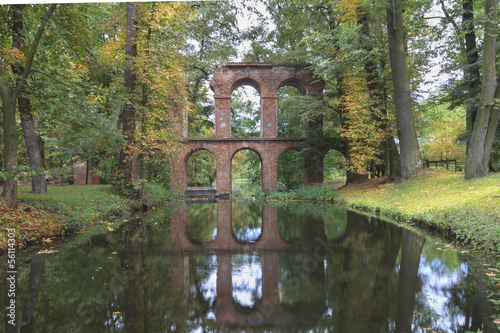Ruins of Aqueduct, Romantic Garden in Arkadia, Poland