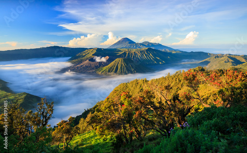 Bromo vocalno at sunrise, East Java, , Indonesia