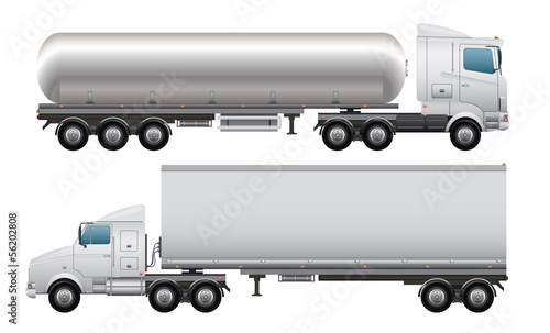 Cargo and tanker truck