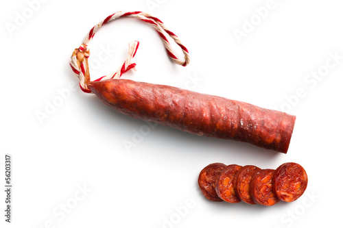 sliced tasty chorizo sausage