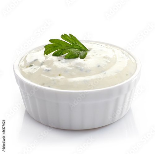 Bowl of fresh garlic dip