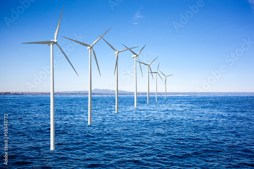 Wind generators turbines in the sea