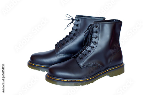 mens leather boots on white background