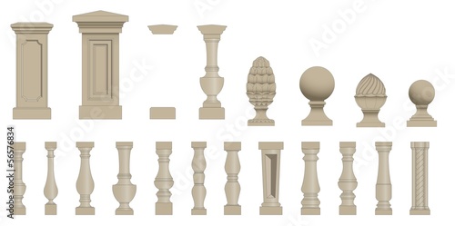 Set of silhouettes balusters