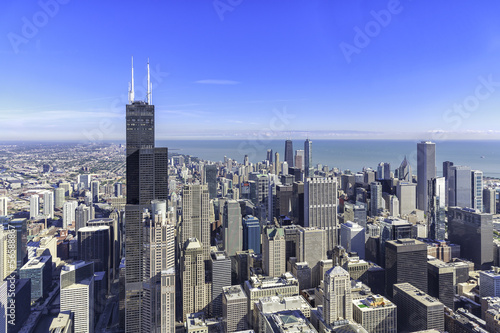 Chicago skyline panorama aerial view