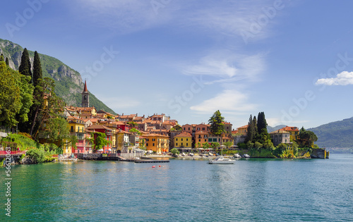 Colorful town Varenna seen from Lake Como