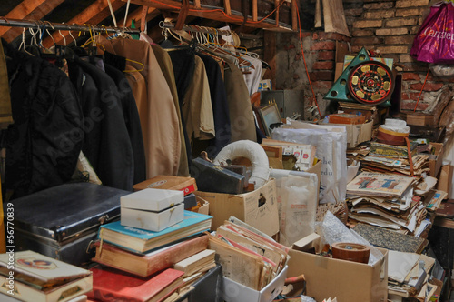 old objects in an attic in Normandie