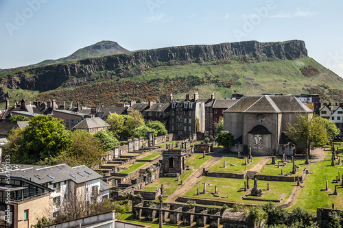 Canongate Kirk and Salisbury Crags, Edinburgh City, Scotland