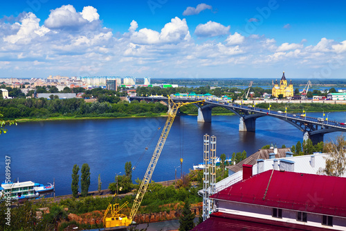 View of Nizhny Novgorod with Kanavinsky Bridge