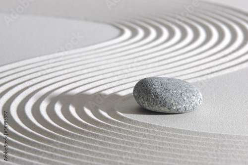 Japan ZEN garden in sand with stone