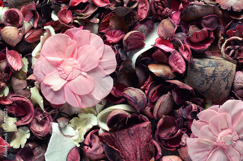 Dried pink potpourri background