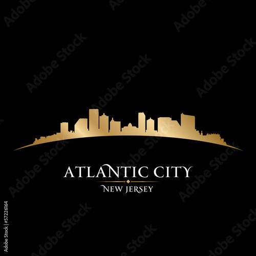 Atlantic city New Jersey skyline silhouette black background