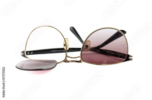 Old broken plastic sunglasses