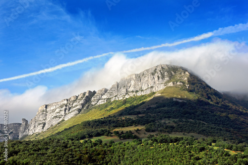 Sierra salvada mountain range with fog