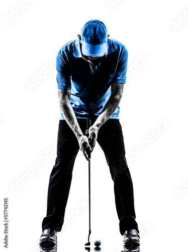 man golfer golfing putting silhouette
