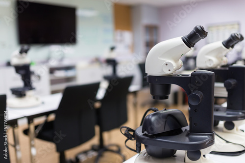 Microscope for analyze jewel in laboratory room