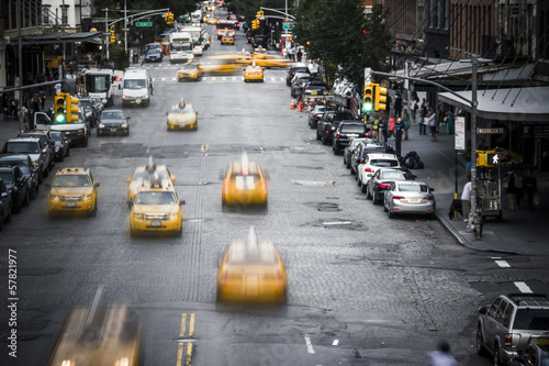 New York City yellow taxi street scene