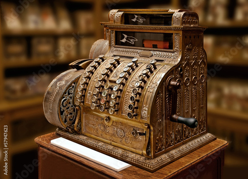 Old-time cash register in a shop.