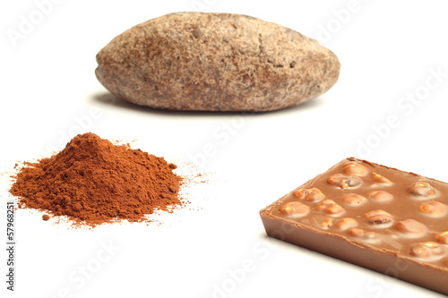 Cocoa powder, cocoa bread and chocolate