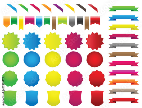 ribbons stickers colors set